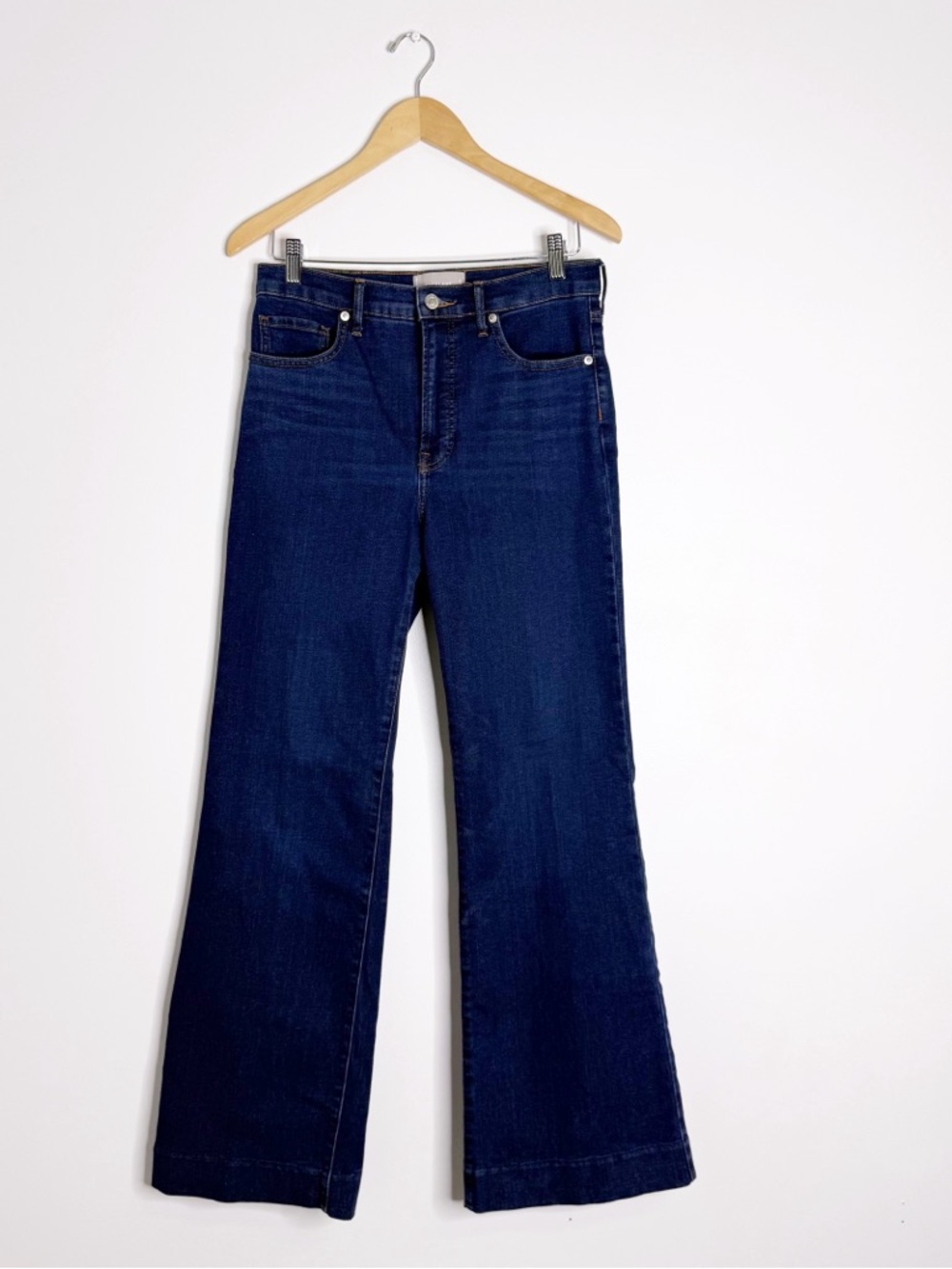 Everlane High Rise Flare Jeans 29 Dark Wash Stretch Denim